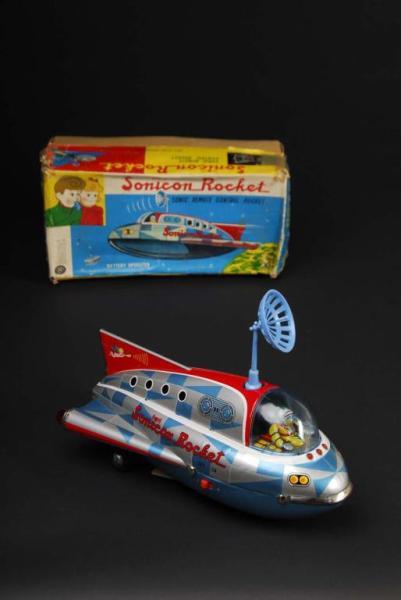 Appraisal: Sonicon Rocket Toy Description Japanese Made by Masudaya Checkered version