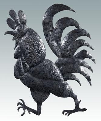 Appraisal: Bea Hensley wall mounted rooster cut and textured steel signed