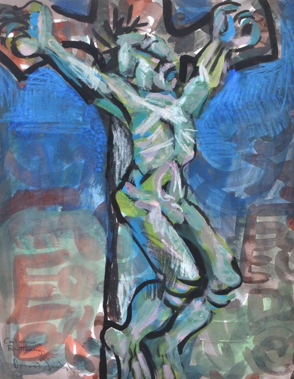 Appraisal: DONALD FRIEND - Calvaire Brittany Crucifixion Sculpture mixed media on