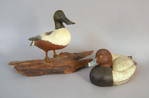 Appraisal: Two carved and painted duck decoys l and l