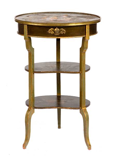 Appraisal: A Louis XVI style paint decorated oval night table height