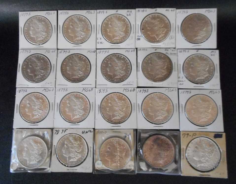 Appraisal: TWENTY U S SILVER MORGAN DOLLARS -P tail feathers reverse