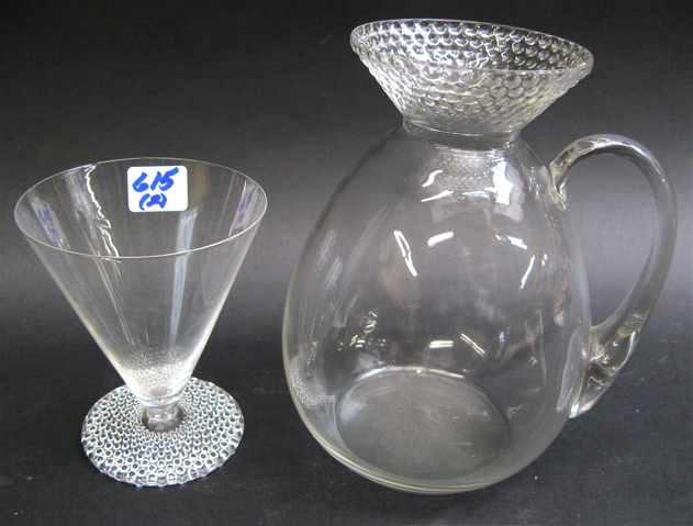 Appraisal: R LALIQUE CHAMPAGNE PITCHER AND GOBLET in the Tokyo pattern