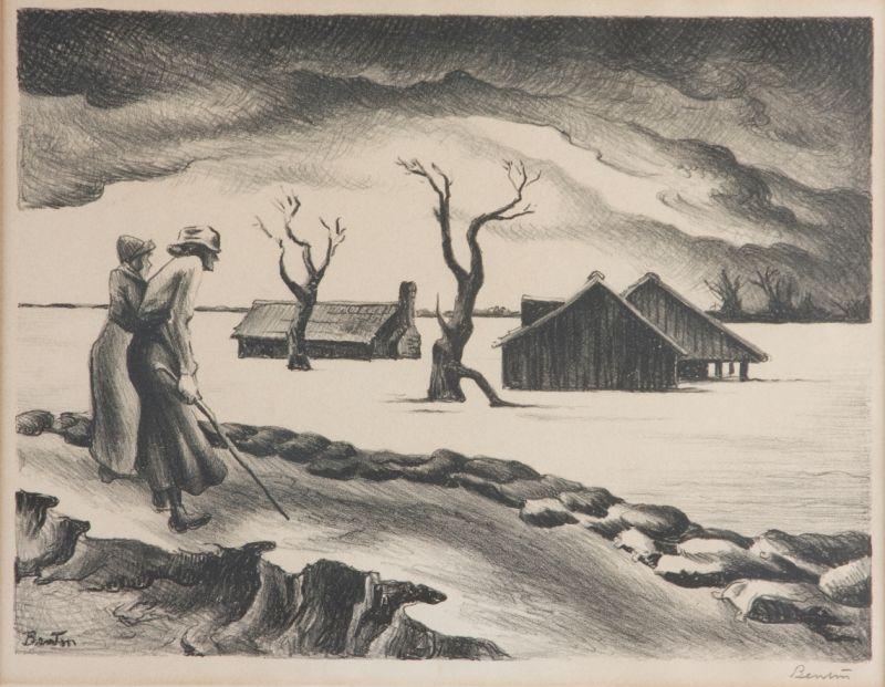 Appraisal: Thomas Hart Benton MO - Flood lithograph published by Associated