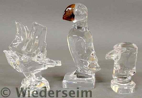 Appraisal: Sevres France crystal eagle h signed crystal parrot h and