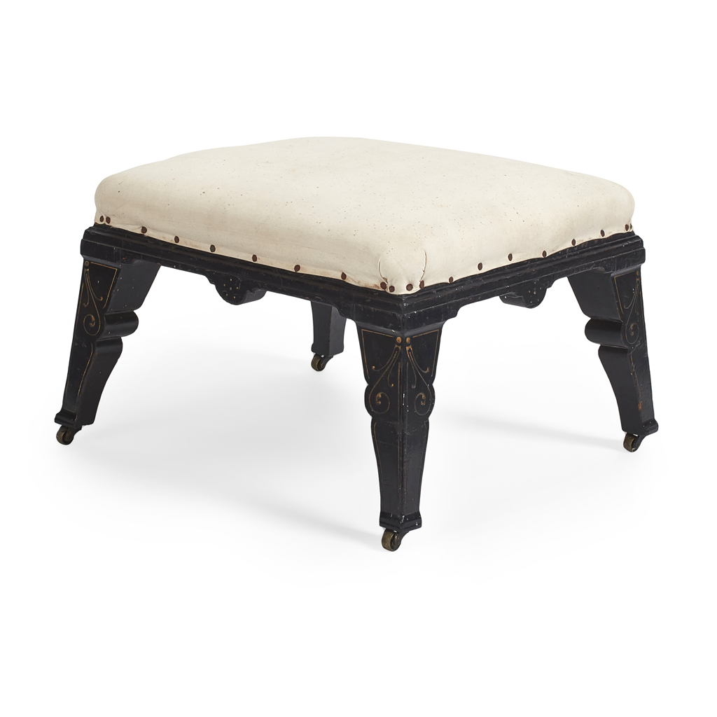 Appraisal: MANNER OF CHRISTOPHER DRESSER AESTHETIC MOVEMENT EBONISED STOOL CIRCA the