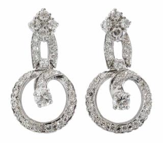 Appraisal: kt Diamond Earrings each earring with assorted round brilliant and