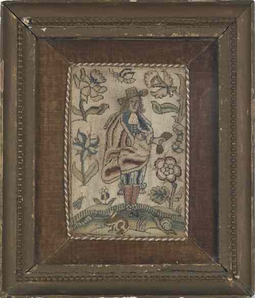 Appraisal: English Charles II needlework book cover ca x