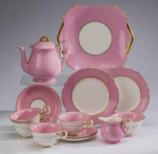 Appraisal: Shelley porcelain partial breakfast set executed in pink white and