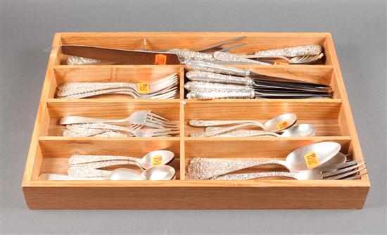 Appraisal: American sterling silver -piece partial flatware and serving set in