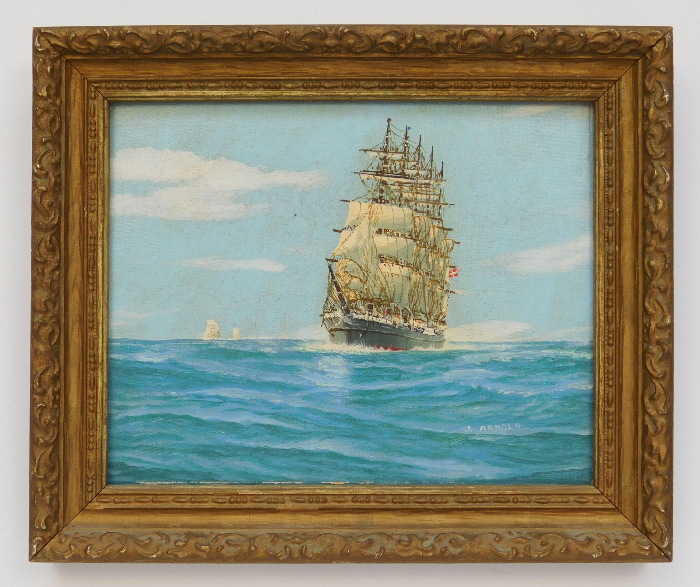 Appraisal: J Arnold American th c Danish Whaler at Sea- oil