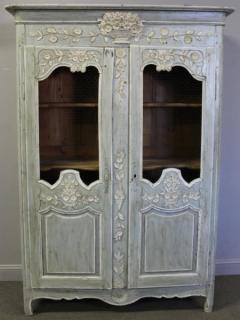 Appraisal: th Century Country French Paint Decorated Door Armoire Nice size