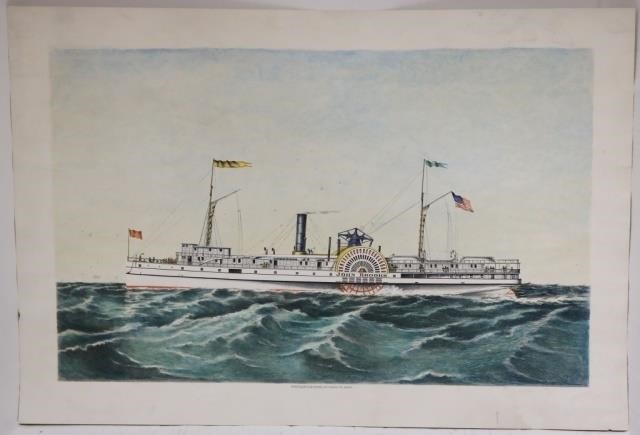 Appraisal: HAND COLORED LITHOGRAPH TH C OF AMERICANSTEAMSHIP JOHN BROOKS PUBLISHED