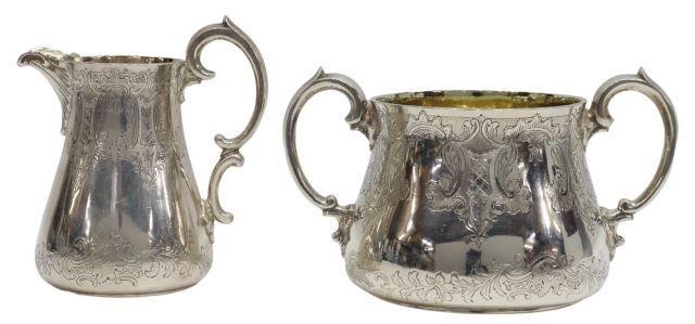 Appraisal: lot of English Victorian sterling silver cream pitcher and sugar