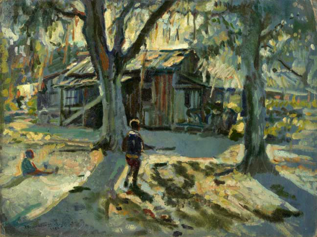 Appraisal: F Richardson Murray American Contemporary Children Near a Cabin oil