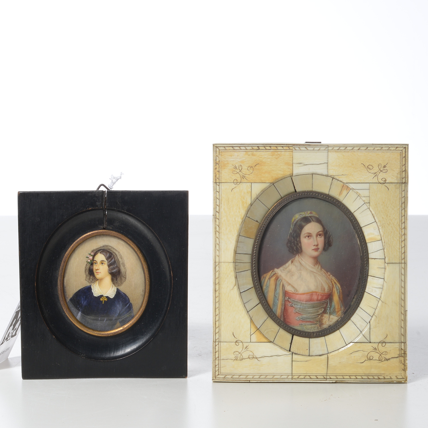 Appraisal: SIGNED PORTRAIT MINIATURES th c incl a portrait of Helene