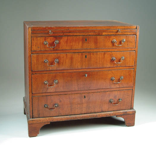 Appraisal: FOUR DRAWER MAHOGANY BANDED TOP CHEST OF DRAWERS Banded edge