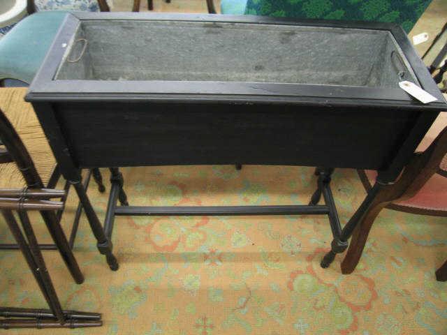 Appraisal: Wooden Plant Stand black tin insert