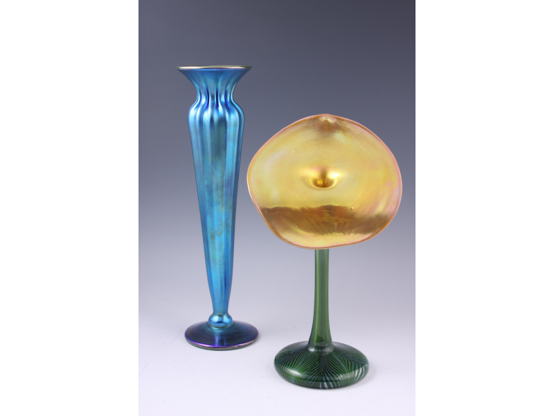 Appraisal: Two TIffany Style Art Glass Vases the first being Tiffany-style