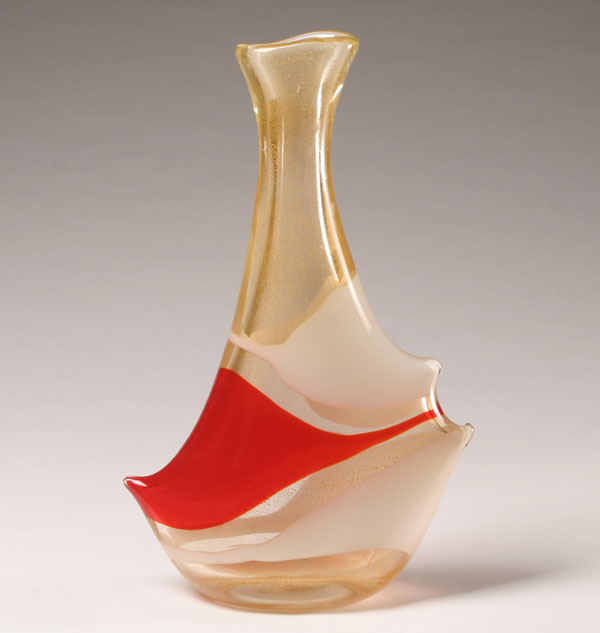 Appraisal: AVEM Fasce Lattimo e Rosso glass vase designed by Anzolo