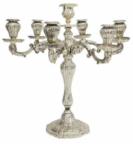 Appraisal: Peruvian sterling silver seven-light candelabrum Camusso in the Rococo taste