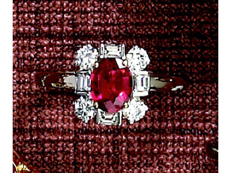 Appraisal: RUBY AND DIAMOND RING k white gold ring centering one