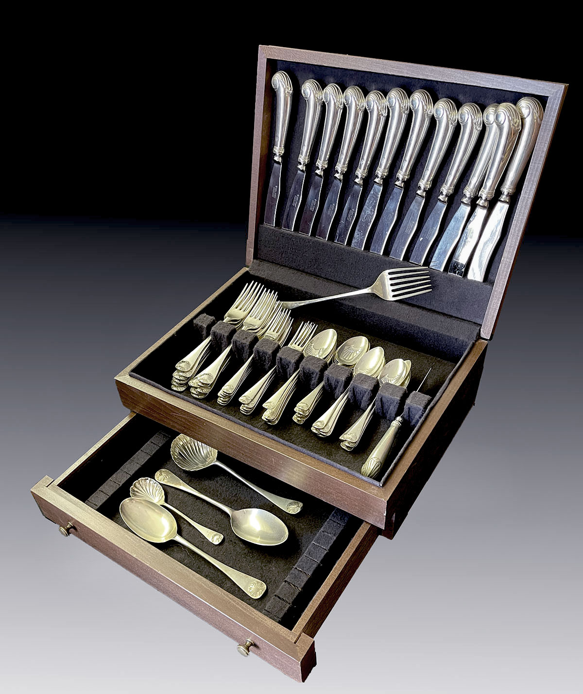 Appraisal: PC STERLING STIEFF SHELL-WILLIAMSBURG FLATWARE Approx Troy ounces Comprising -