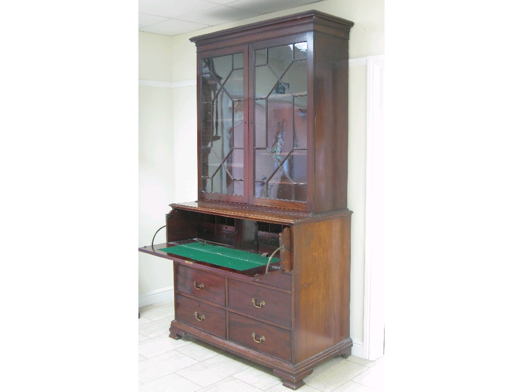 Appraisal: A Georgian mahogany Secretaire Bookcase the upper section having pair