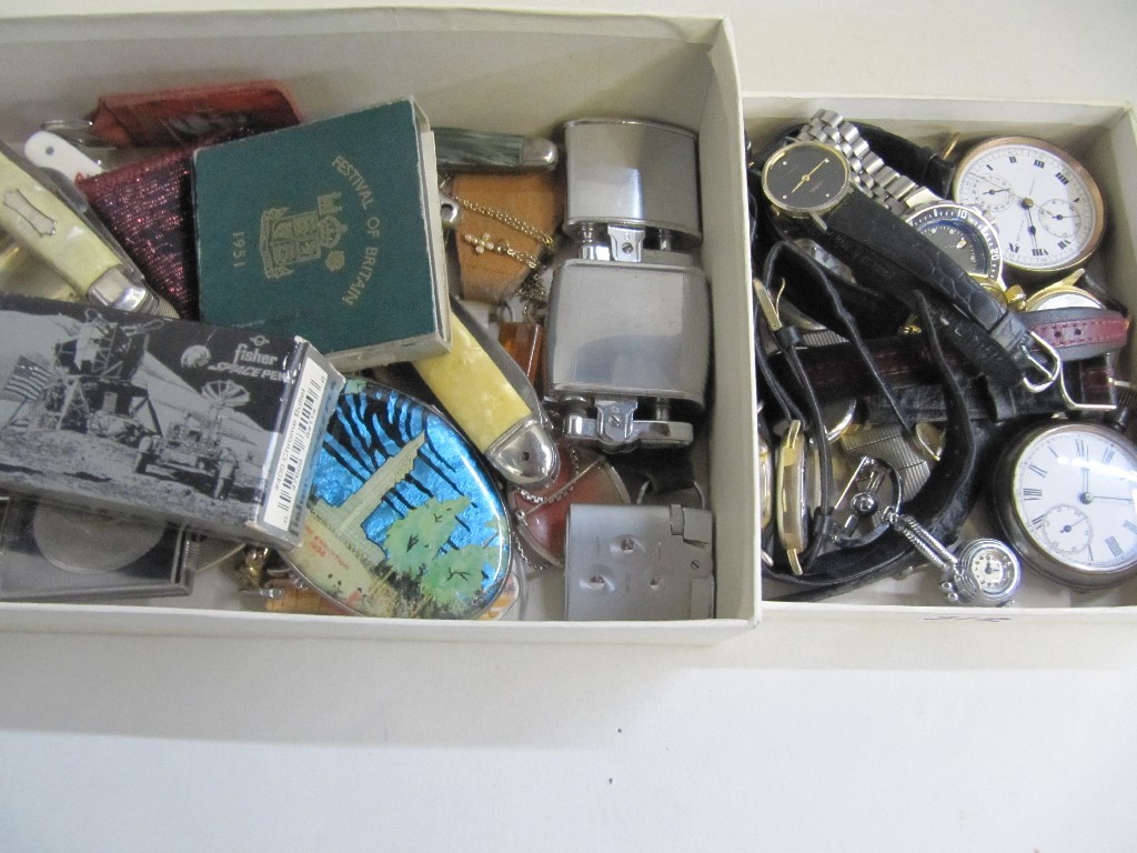 Appraisal: Lot comprising box of miscellania - pocket watches etc and