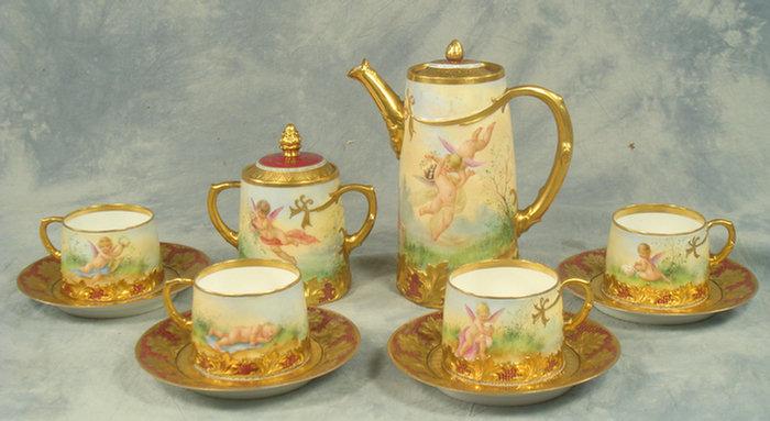 Appraisal: Vienna HP porcelain chocolate pot h covered sugar bowl cups