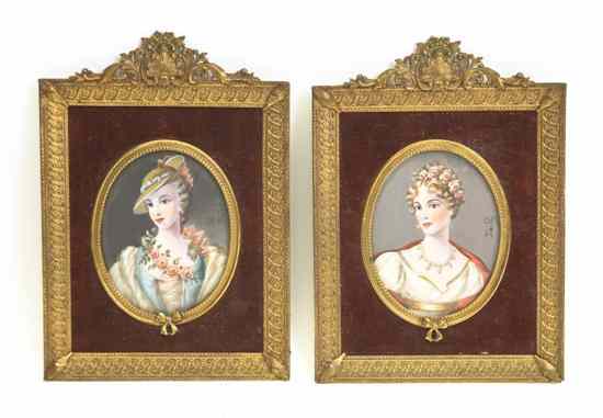 Appraisal: A Pair of Portrait Miniatures on Ivory each depicting a