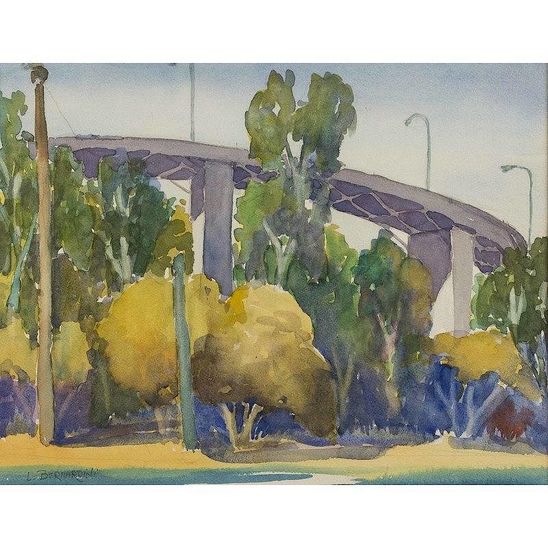 Appraisal: Leona Bernardini Painting Framed watercolor freeway painting Leona Bernardini th