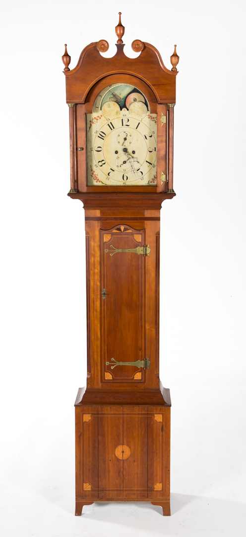 Appraisal: Federal cherrywood tall-case clock early th century works with painted