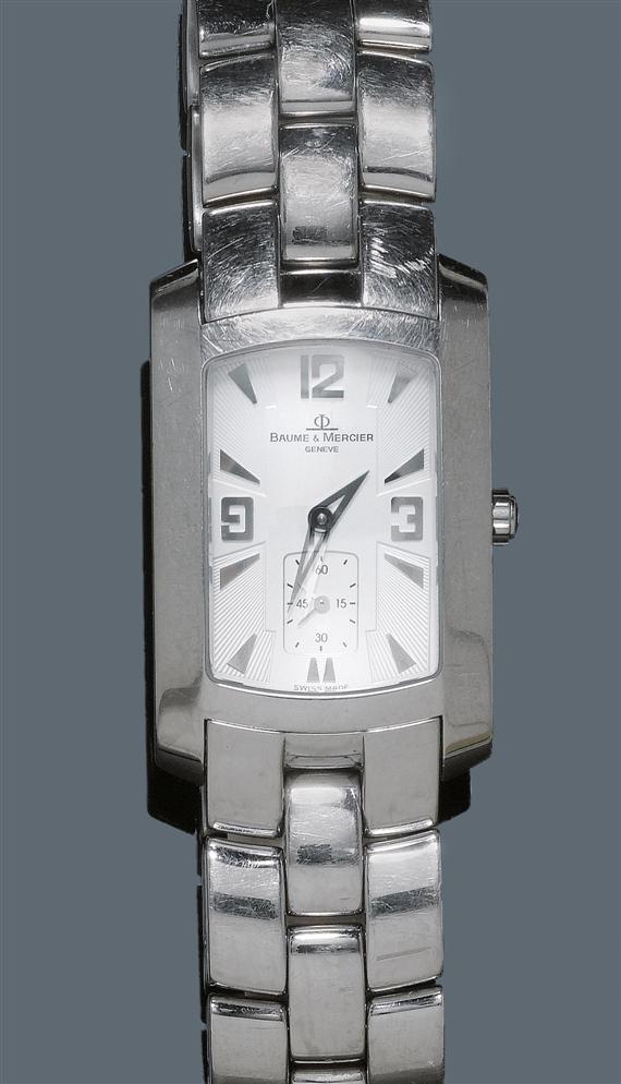 Appraisal: WRISTWATCH BAUME MERCIER HAMPTON Steel Ref Hampton Milleis model Rectangular