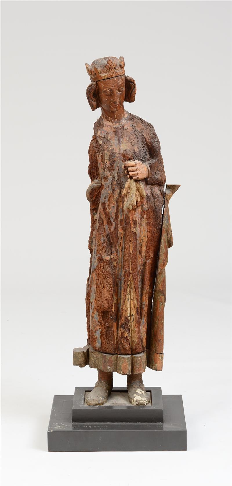 Appraisal: FRENCH GOTHIC STYLE CARVED WOOD FIGURE OF KING DAVID With