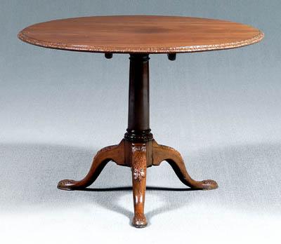 Appraisal: Chippendale carved mahogany tea table figured single board mahogany top