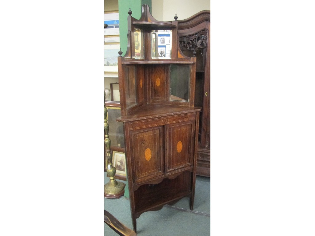 Appraisal: Edwardian rosewood inlaid corner cabinet