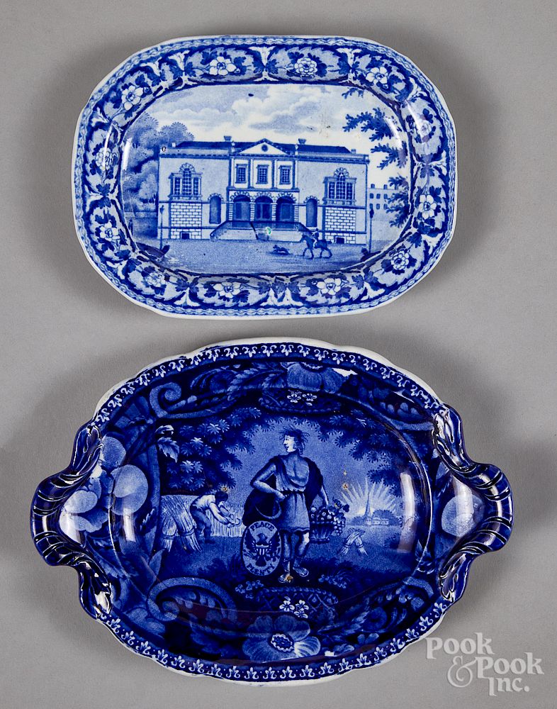 Appraisal: Two Historical blue Staffordshire trays Two Historical blue Staffordshire trays