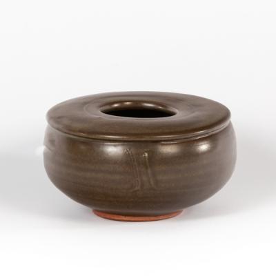 Appraisal: Bernard Leach British - an enclosed stoneware pot circa brown