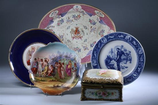 Appraisal: FIVE PIECES ENGLISH AND CONTINENTAL PORCELAIN AND CERAMICS Including a