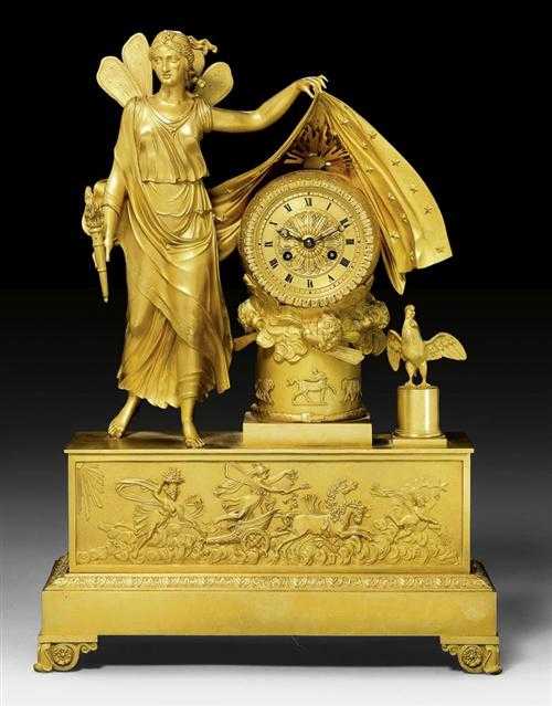 Appraisal: MANTEL CLOCK L'AURORE Restauration the dial indistinctly signed LEPAUTE A