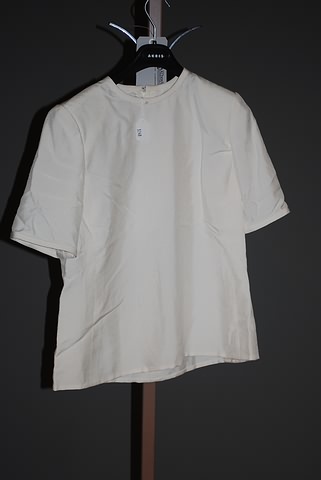 Appraisal: Andr Laug silk off-white short sleeve silk blouse Approx size