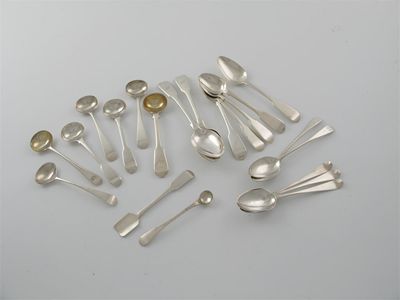 Appraisal: A mixed lot various George III IV condiment spoons three