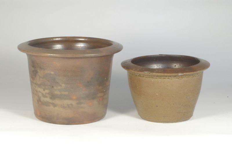 Appraisal: Unsigned Seagrove area Pair of salt glazed stoneware milk crocks