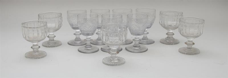 Appraisal: SET OF SEVEN ANGLO IRISH CUT-GLASS SMALL WINE GLASSES AND