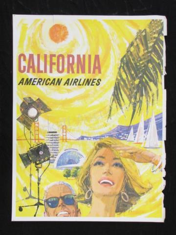 Appraisal: A vintage s American Airlines travel poster California depicting various