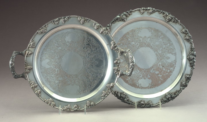 Appraisal: Group of Two Round Silver Trays one a Knowles Silver