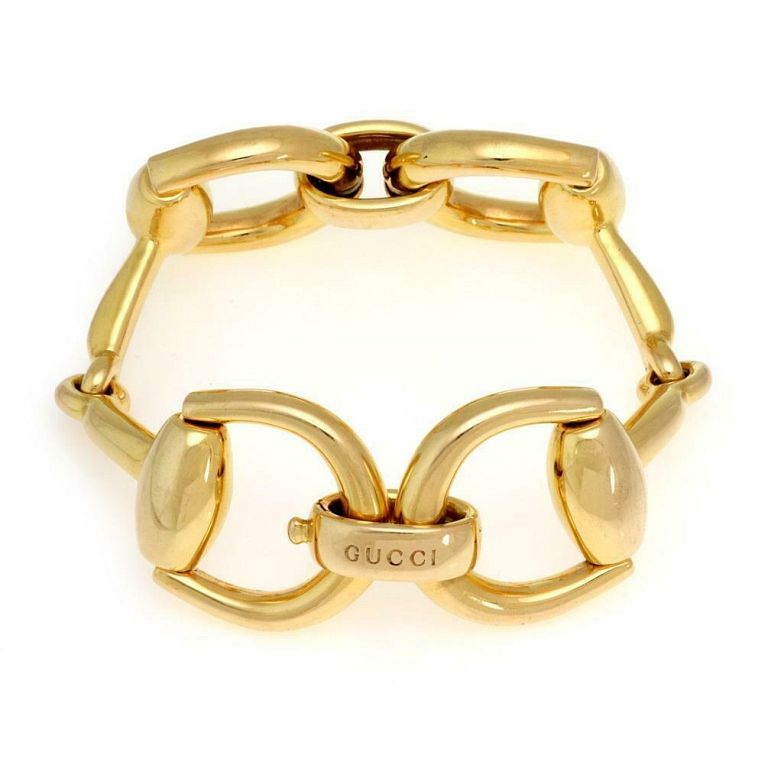 Appraisal: Gucci k Yellow Gold Large Horse Bit Link Bracele This