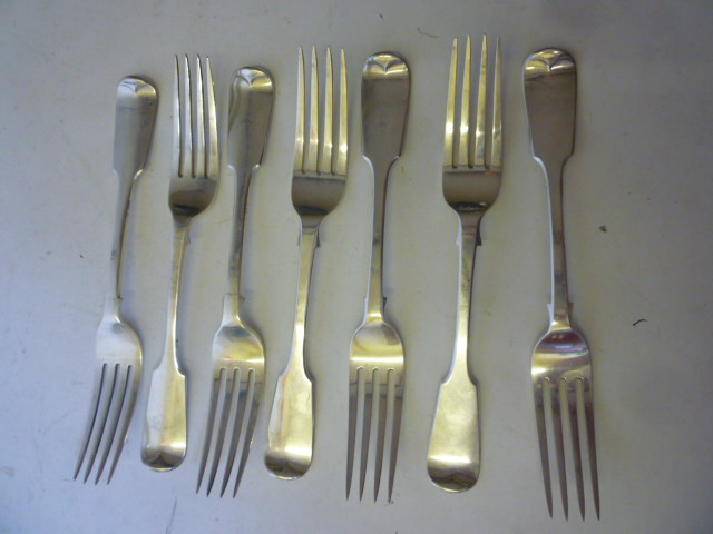 Appraisal: A SET OF SEVEN VICTORIAN TABLE FORKS maker George Angell