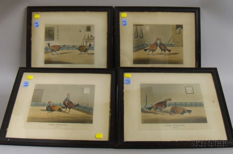 Appraisal: Four Framed Mid- th Century Prints After George Alkin Cock